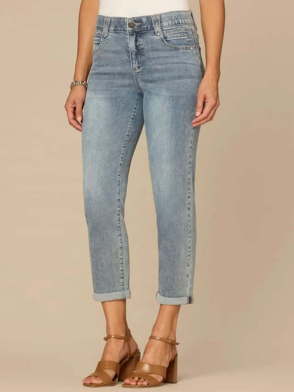 Democracy Ab-Solution Ankle Skimmer Size 16P Petite Roll Cuff Light Blue Jeans